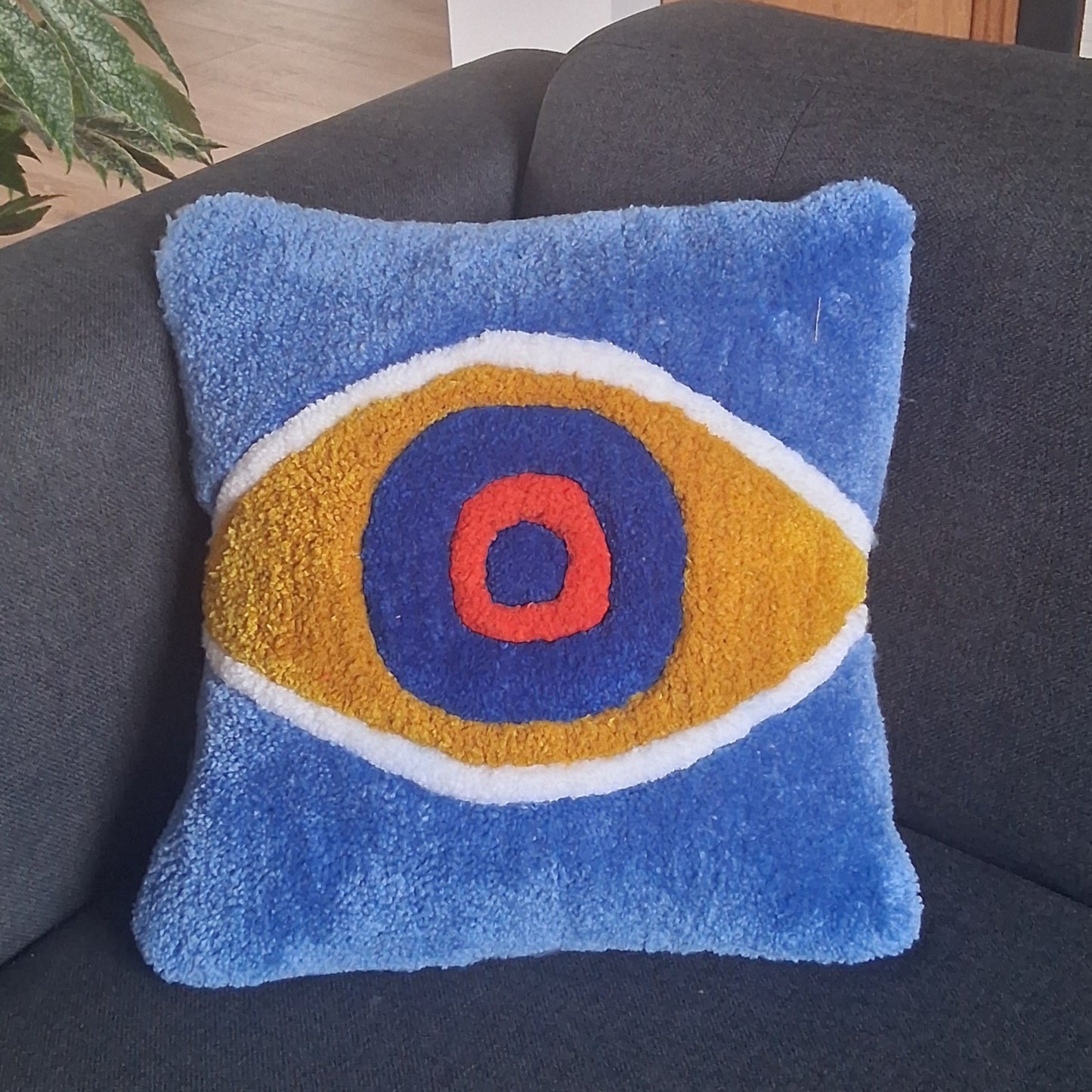 Housse de coussin tufting bleu azul blue La Balmo Tufting
