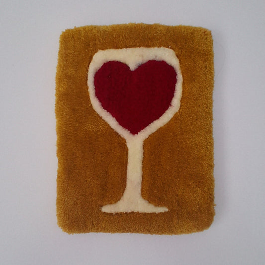 Amour du vin - Décoration murale - verre de vin et coeur - jaune blanc rouge La Balmo TUFTING