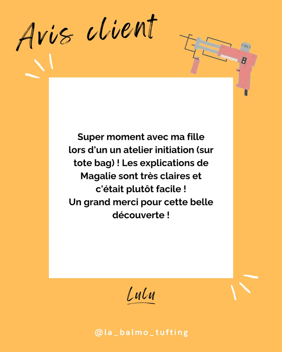 Avis client d'une famille venue participer à un atelier d'initiation au tufting