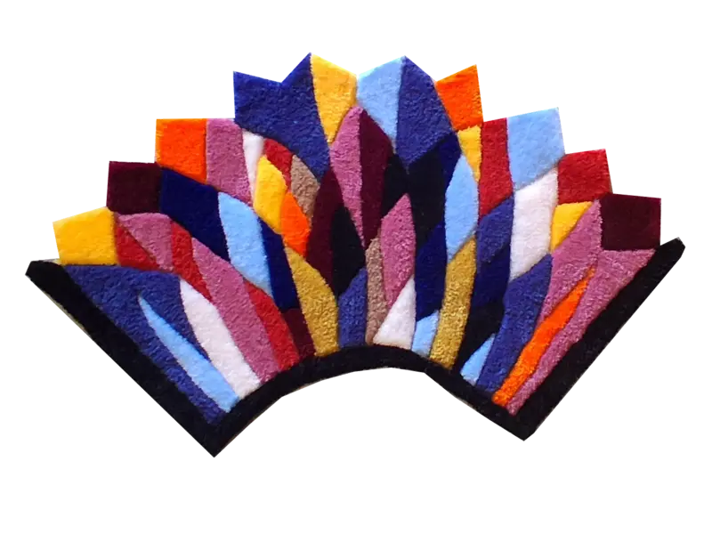 Tufting mural très coloré représentant un éventail