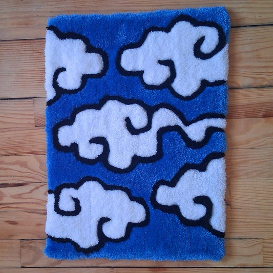 Photo d'un tufting mural représentant des nuages dans le style japonais